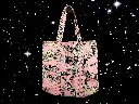 Tote Bag - Big organic cotton - Pink with light brown cats and reverse side plant pattern