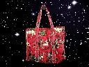 Tote Bag - Big organic cotton - Red bird and leopard and reverse side big flower pattern