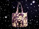 Tote Bag - Small organic cotton - Purple floral and reverse side pocket and stripes