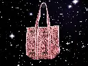 Tote Bag - Small organic cotton - Pink floral and reverse side pocket and pintex
