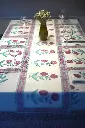 Pink flowers block printed organic cotton dining set