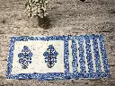 blue flower bouquet block printed on organic cotton dining set