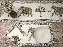 Royal elephant block printed on organic cotton dining set
