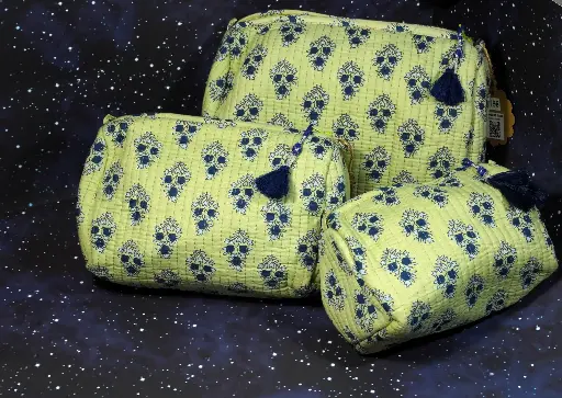 Organic cotton cosmetic pouches - Set of 3 - pistachio