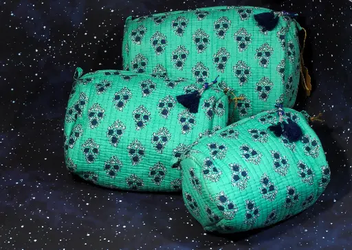 Organic cotton cosmetic pouches - Set of 3 - mint