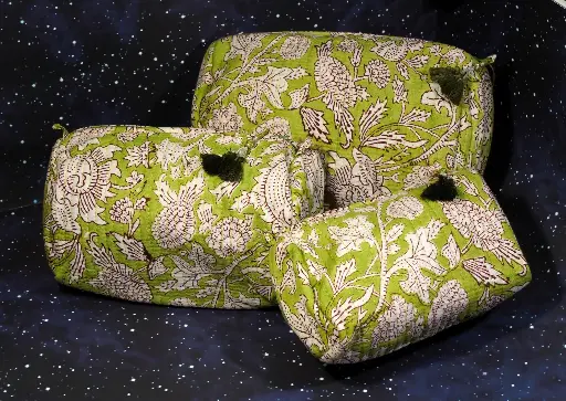Organic cotton cosmetic pouches - Set of 3 - green