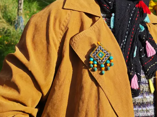 Brooch - Green and Orange Kite