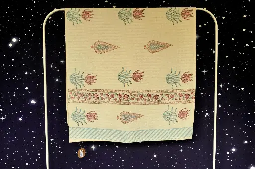 Beach Towel - White Pink Lotus Blue Pine 75x150