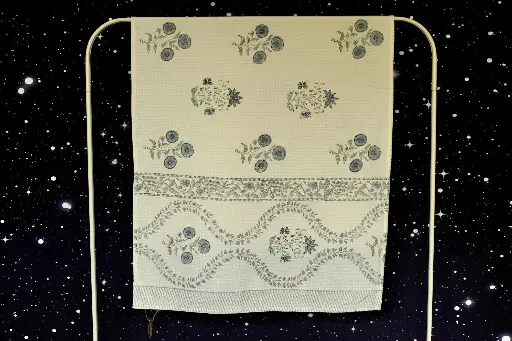 Beach Towel - White Blue Tropical Flowers 75x150