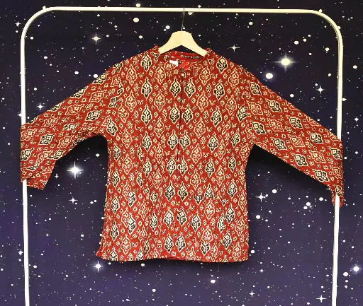 Jacket - red lotus ikat - size M
