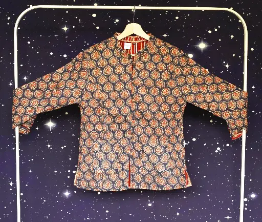 Jacket - dark blue/red ikat - size M